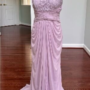 David’s Bridal Alfred Angelo Rose Gold Long Formal Lace Bridesmaid Dress 12 EUC